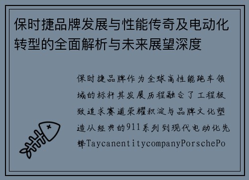 保时捷品牌发展与性能传奇及电动化转型的全面解析与未来展望深度